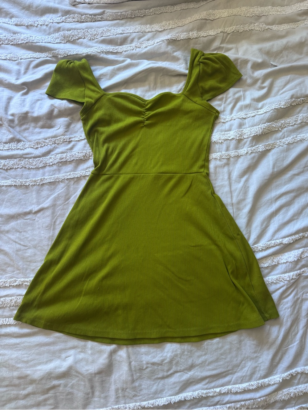Chartreuse A-Line Short Sleeve Dress